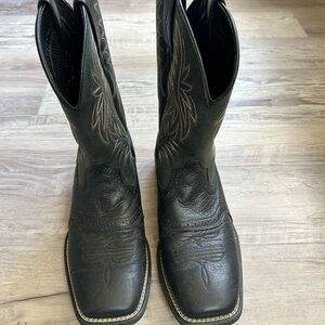 Black Leather Cowboy Boots